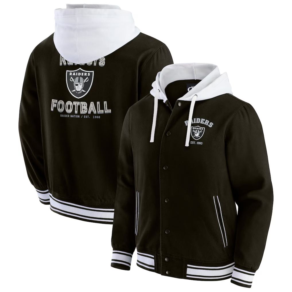 Men 2026 NFL Oakland Raiders  jacket hoodie Black 011